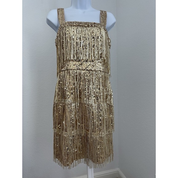 Gold Sequin Flapper Dress Costume from Shein, Sz:  M 6 (b21) - Picture 1 of 4